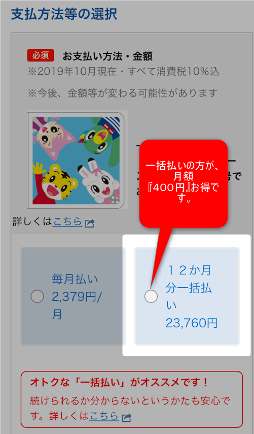 画像に alt 属性が指定されていません。ファイル名: こどもちゃれんじ一括払い.png