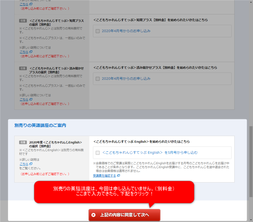 こどもちゃれんじオプション選択2