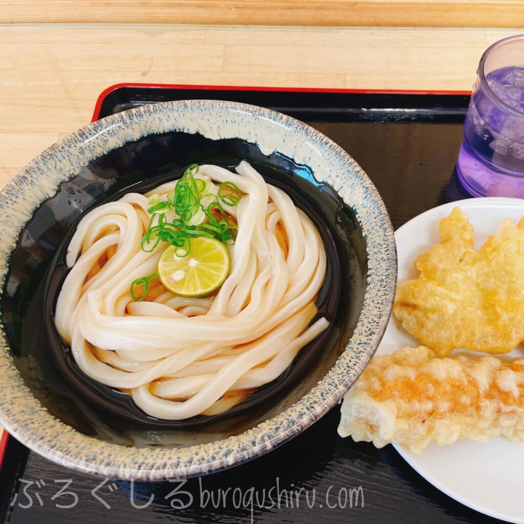 手打ちうどんまいどのぶっかけ冷小と揚げ物