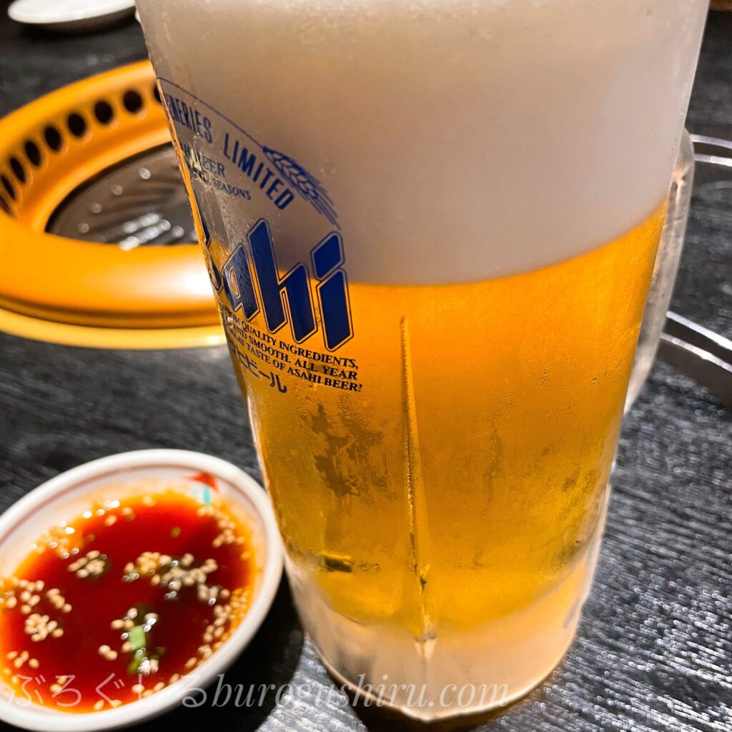 高麗苑で生ビール大をいただきました